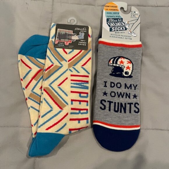 NWT Mens Socks Bundle 2 total L-XL Crew Sneaker Fun Blue Q NEW Gifts $30 - Picture 2 of 13